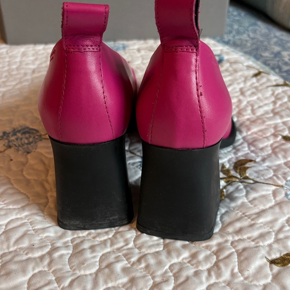 Vagabond Edwina Leather Hyper-Pink Block Heel Pumps Size 39 - Picture 3 of 10
